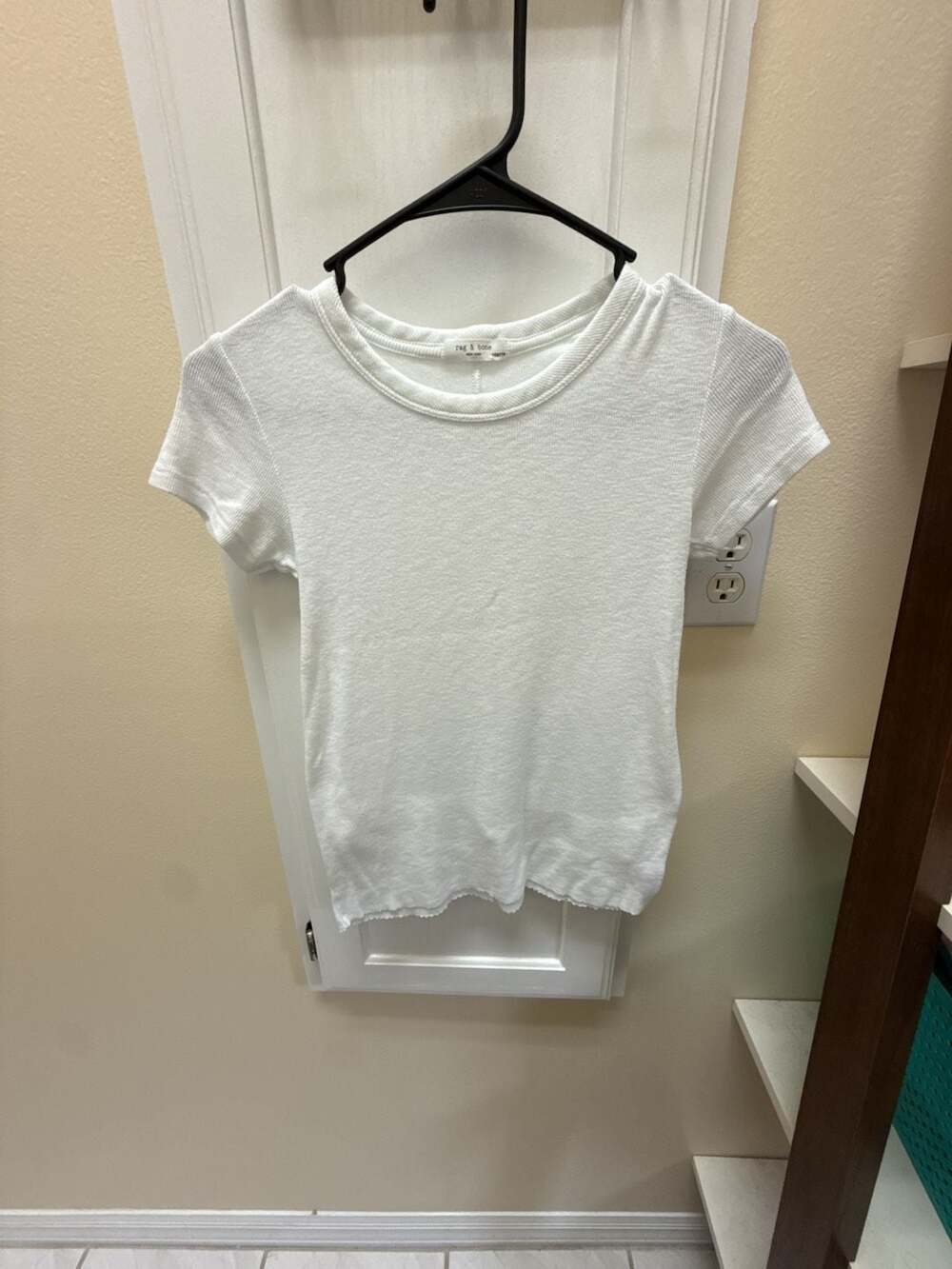 rag & bone White Textured Ribbed Short Sleeve T-Shirt Size XXS